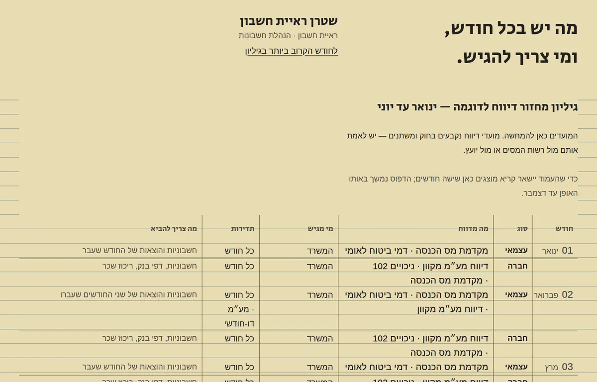 תצוגה מקדימה של ראש עמוד ההדגמה של שטרן ראיית חשבון, אתר הדגמה לרואי חשבון.